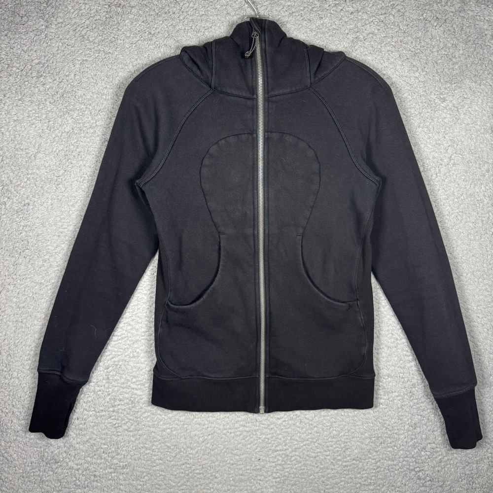 Lululemon Scuba Full Zip Hoodie Black Size 4 Thumbholes Athletic Jacket